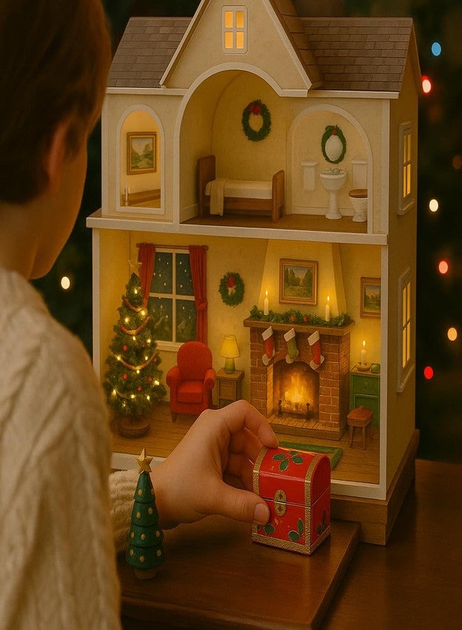 KH866 1/12 Dollhouse Miniature Christmas Chest Box, Mini Doll House Christmas Accessories, Wooden Chest Small Decoration for Table Top Decor, Model Scenes, Decorative DIY Crafts & Fairy Garden - Image 4